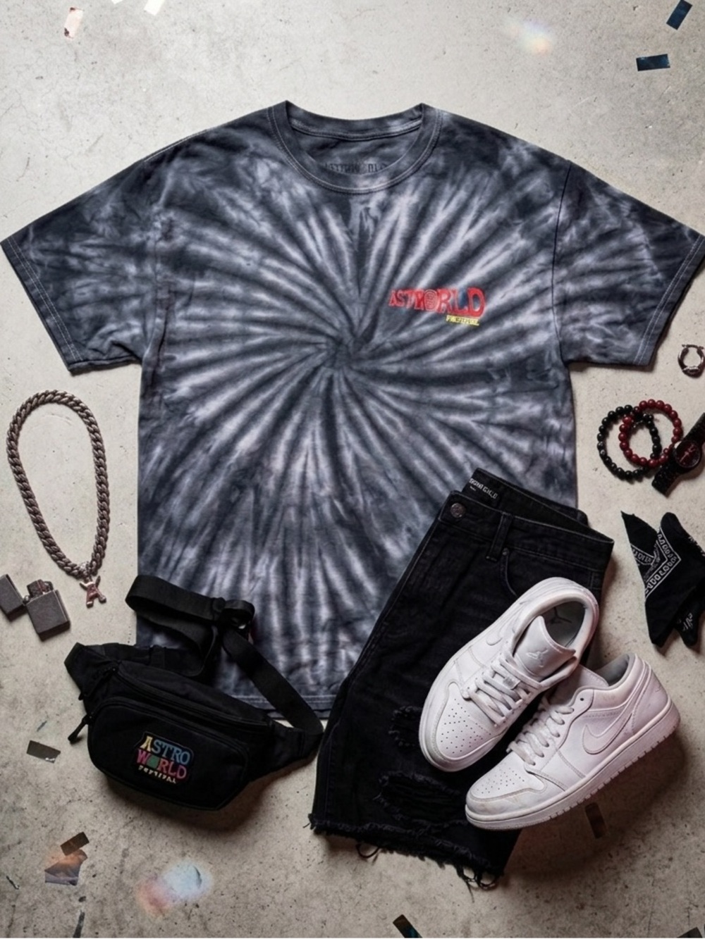 Cactus Jack Travis Scott Astroworld 2018 Rollercoaster Tie Dye T-Shirt L